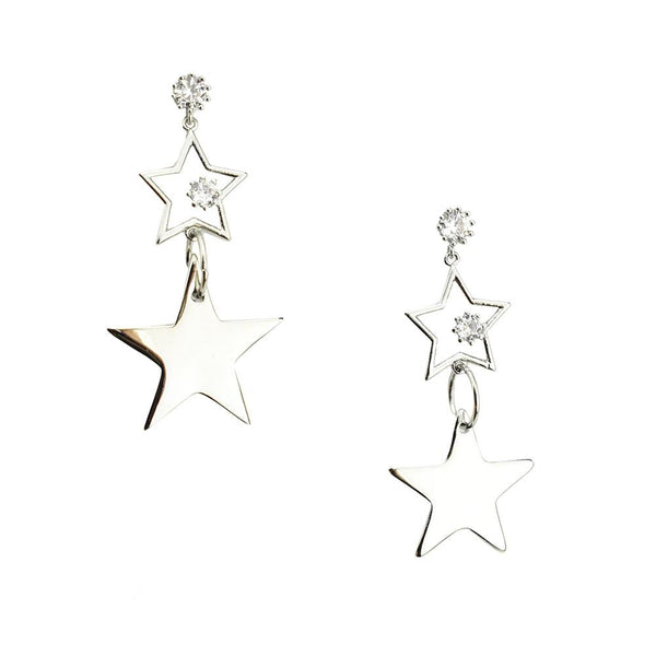 Starry Dangle Earrings, Silver, 1-3/4-Inch