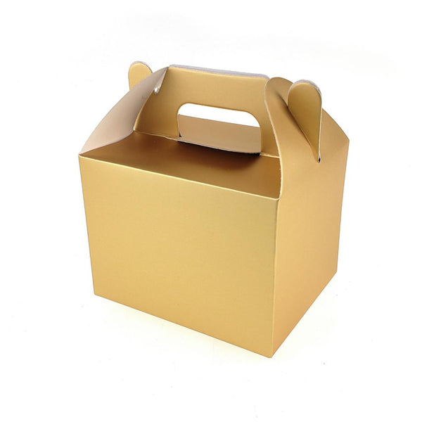 Rectangle Paper Box with Handle, 4-Inch x 3-Inch, 12-Count, Gold