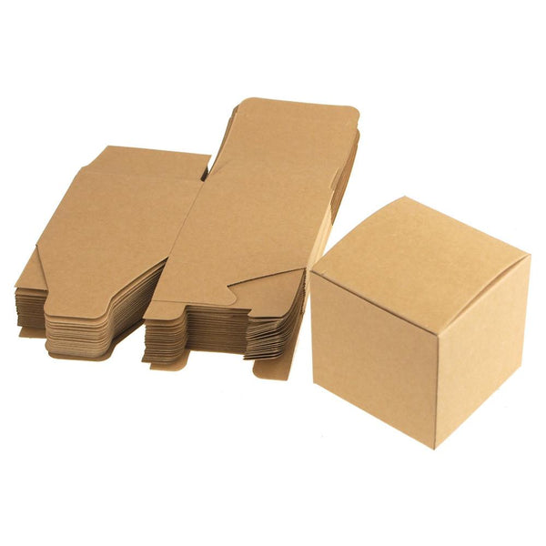 Cube Paper Gift Boxes, 3-Inch, 24-Piece, Natural