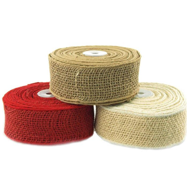 Burlap Jute Ribbon Wired Edge, 2-inch, 10 Yards,