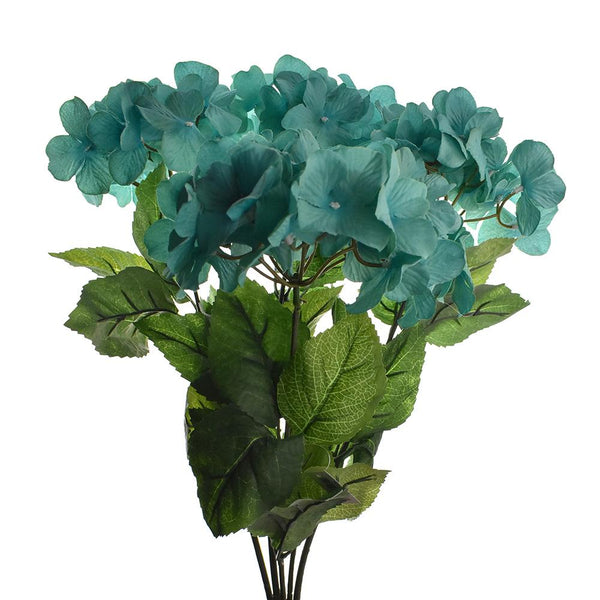 Artificial Hydrangea Spray, Turquoise, 23-1/3-Inch