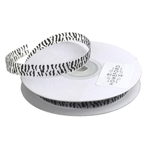 Zebra Print Organza Ribbon, 3/8-Inch, 25 Yards, White Sheer