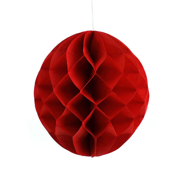 Round Paper Honeycomb Ball, 9-3/4-Inch, Red