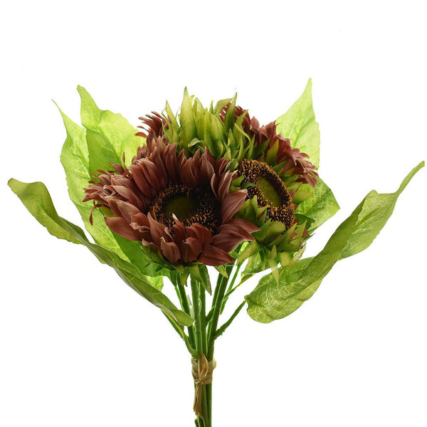 Artificial Sunflower Bouquet, Mauve, 15-Inch