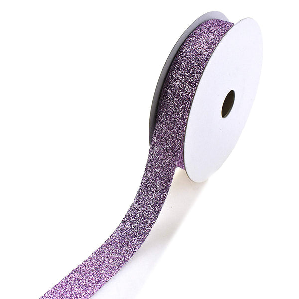 Christmas Flat Glitter Wired Edge Ribbon, Lavender, 7/8-Inch, 25-Yard