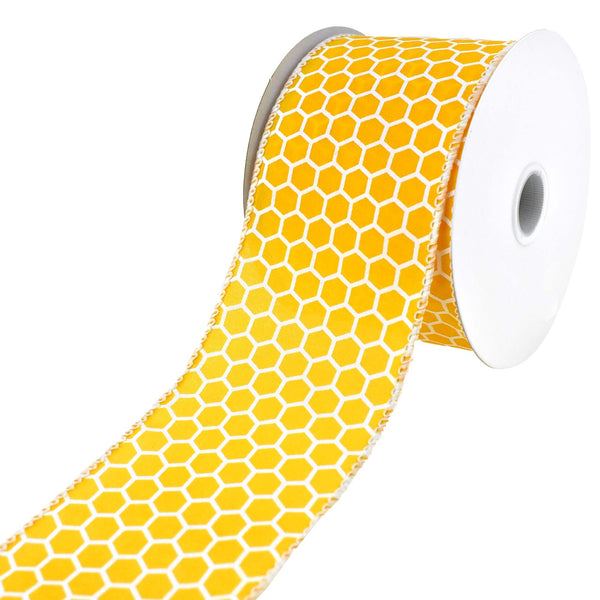 Honeycomb Patterned Satin Wired Ribbon, 2-1/2-Inch, 10-Yard