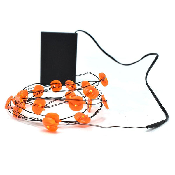 LED Battery Operated Pumpkin String Lights, Orange, 80-Inch