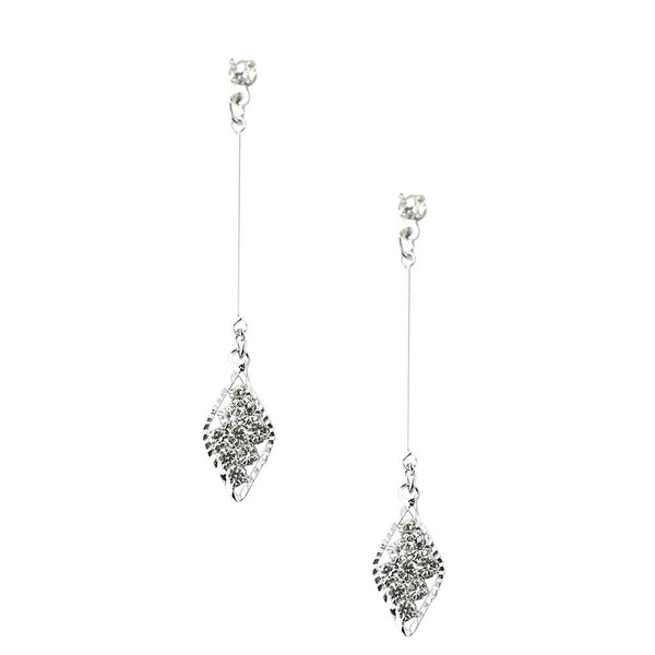 Diamond Shaped Drop Dangle Earrings, Silver, 2-Inch