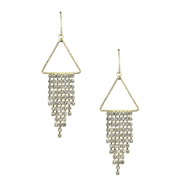 Triangle Chime Drop Earrings, Gold, 2-1/4-Inch