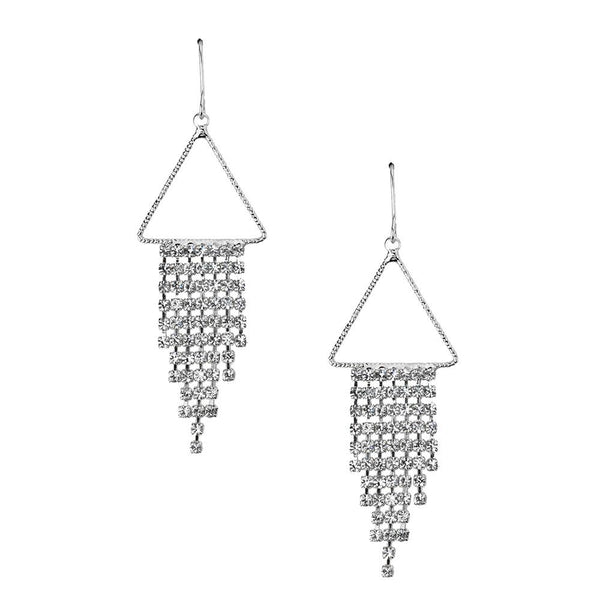 Triangle Chime Drop Earrings, Silver, 2-1/4-Inch