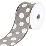 Glittered Jumbo Polka Dots Satin Wired Ribbon, 2-1/2-Inch, 10-Yard