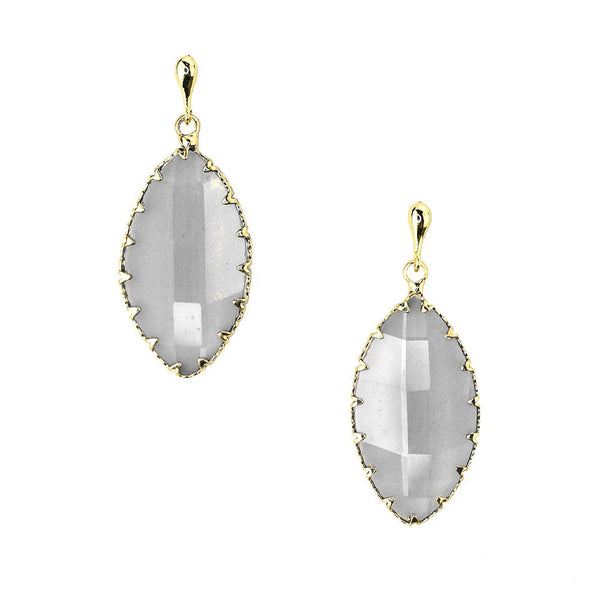 Leaf Shaped Gemstone Drop Earrings, Grey, 1-1/4-Inch