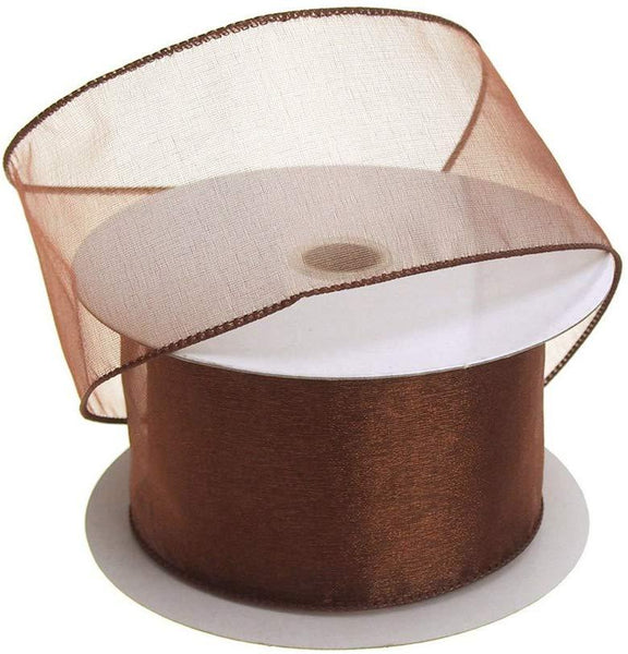 Sheer Chiffon Ribbon Wired Edge, 2-1/2-Inch, 25 Yards, Rust