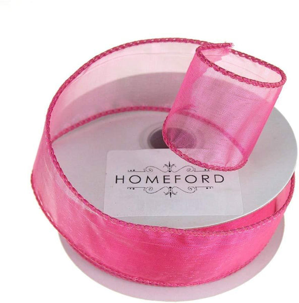 Sheer Organza Wired Edge Ribbon, 1-1/2-Inch, 10 Yards, Hot Pink