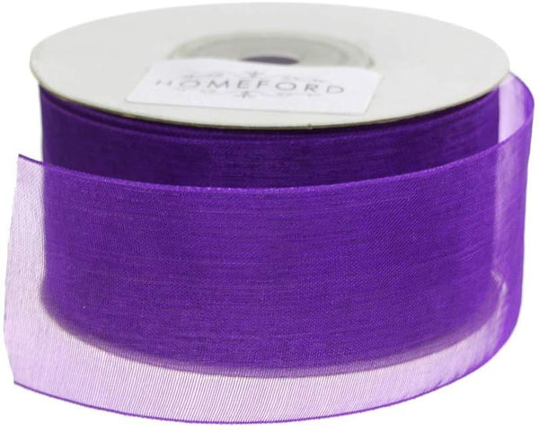 Plain Sheer Organza Ribbon, 1-1/2-Inch, 25 Yards, Purple