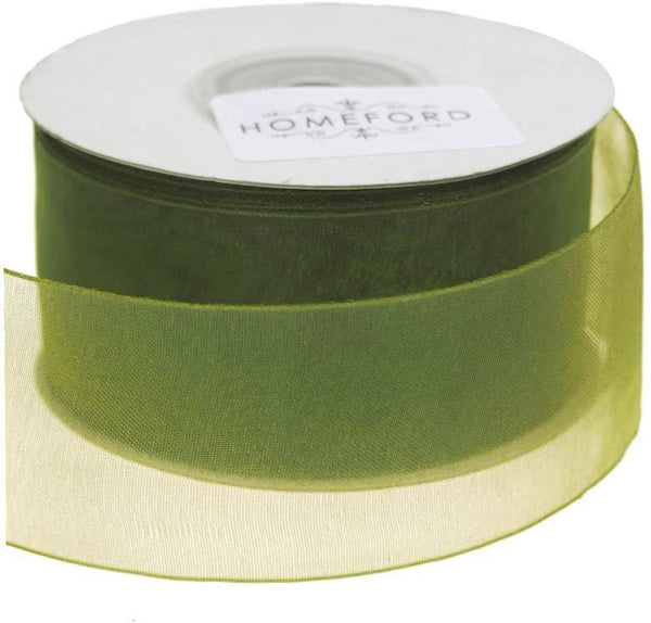 Plain Sheer Organza Ribbon, 1-1/2-Inch, 25 Yards, Moss Green