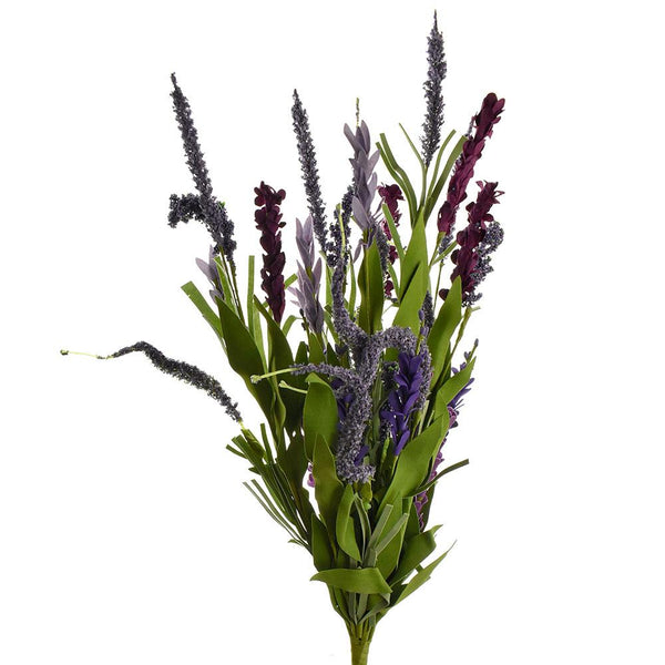 Artificial Cattail Perennial Spring Floral Bush, 19-Inch, Purple