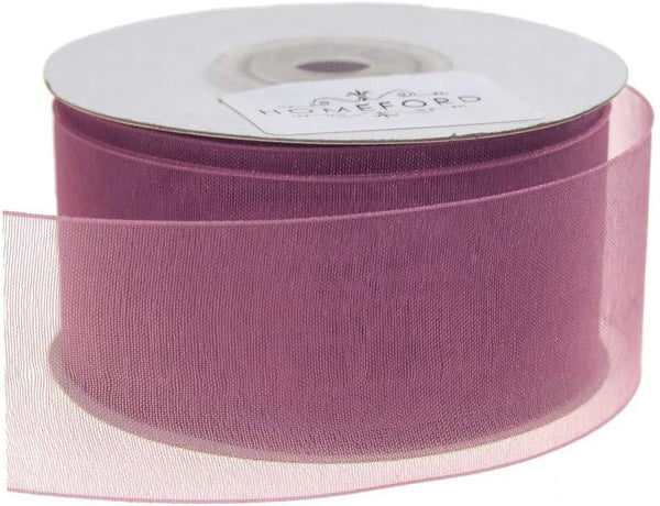 Plain Sheer Organza Ribbon, 1-1/2-Inch, 25 Yards, Rosy Mauve