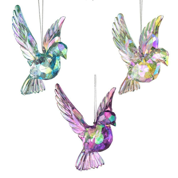 Acrylic Iridescent Doves Christmas Tree Ornaments, 4-3/4-Inch, 3-Piece