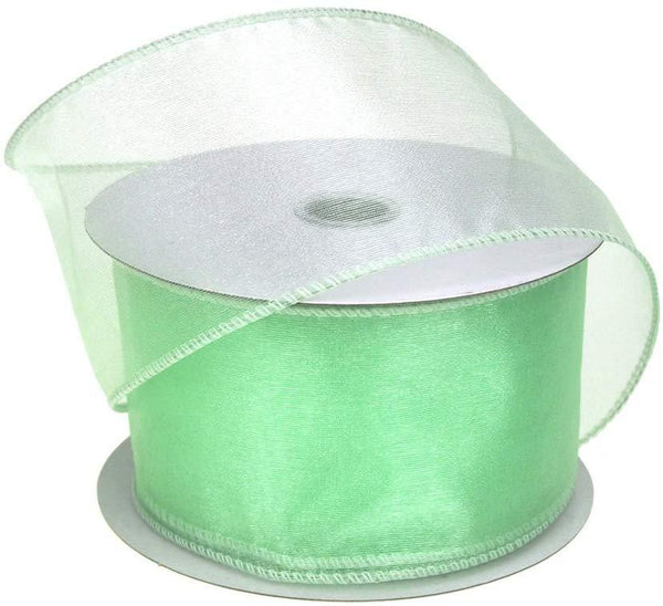 Sheer Chiffon Ribbon Wired Edge, 2-1/2-Inch, 25 Yards, Mint Green