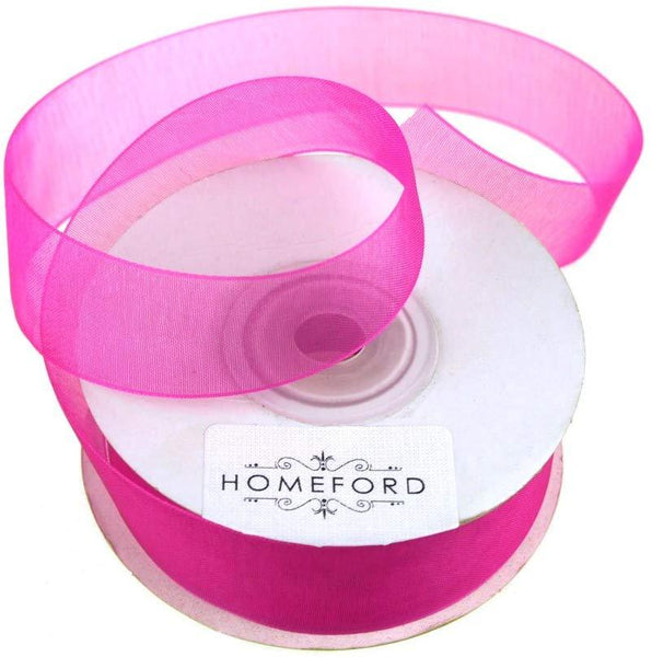 Sheer Organza Ribbon, 7/8-inch, 25-yard, Fuchsia