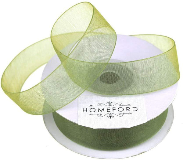 Sheer Organza Ribbon, 7/8-inch, 25-yard, Moss Green