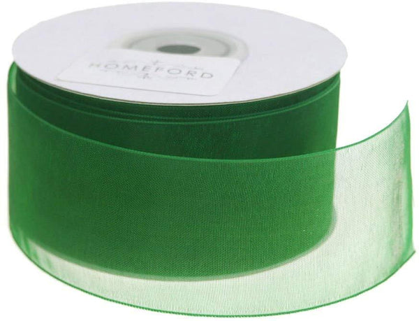 Plain Sheer Organza Ribbon, 1-1/2-Inch, 25 Yards, Emerald Green