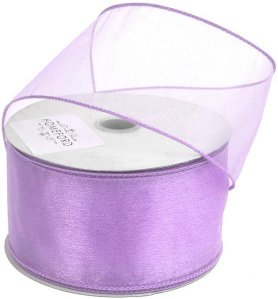 Sheer Chiffon Ribbon Wired Edge, 2-1/2-Inch, 25 Yards, Lavender