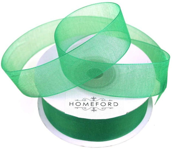 Sheer Organza Ribbon, 7/8-inch, 25-yard, Emerald Green