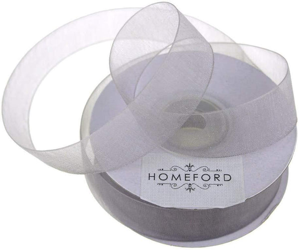 Sheer Organza Ribbon, 7/8-inch, 25-yard, Silver