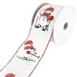 Christmas Skiing Snowmen Wired Ribbon, 2-1/2-Inch, 10-Yard