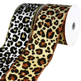 Flocked Cheetah Print Satin Wired Ribbon, 2-1/2-Inch, 10-Yard