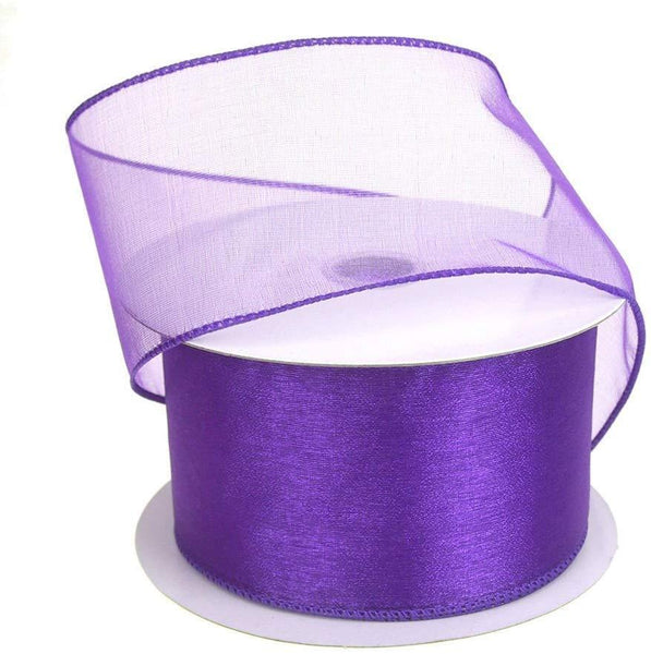 Sheer Chiffon Ribbon Wired Edge, 2-1/2-Inch, 25 Yards, Grape