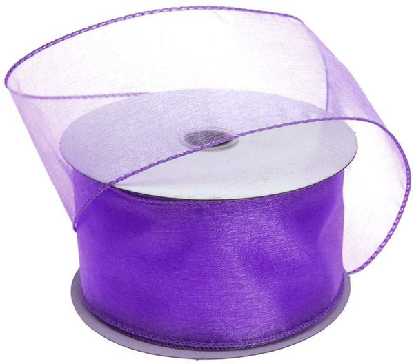 Sheer Chiffon Ribbon Wired Edge, 2-1/2-Inch, 25 Yards, Purple