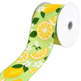 Lemons and Lillies Faux Linen Wired Ribbon, 2-1/2-Inch, 10-Yard