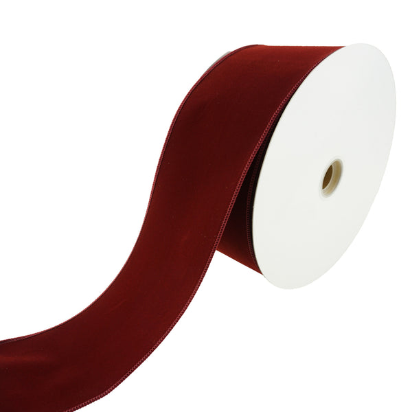 Christmas Velvet Wired Edge Ribbon, Burgundy, 4-Inch, 50-Yard