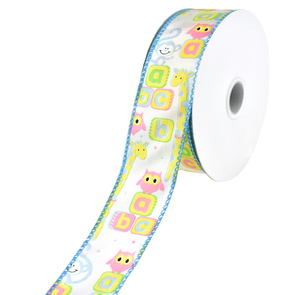 ABC Blocks and Safari Pals Wired Ribbon, 1-1/2-Inch, 10-Yard