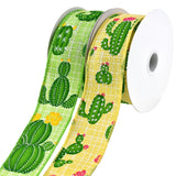 Blooming Cactus Faux Linen Wired Ribbon, 1-1/2-Inch, 10-Yard