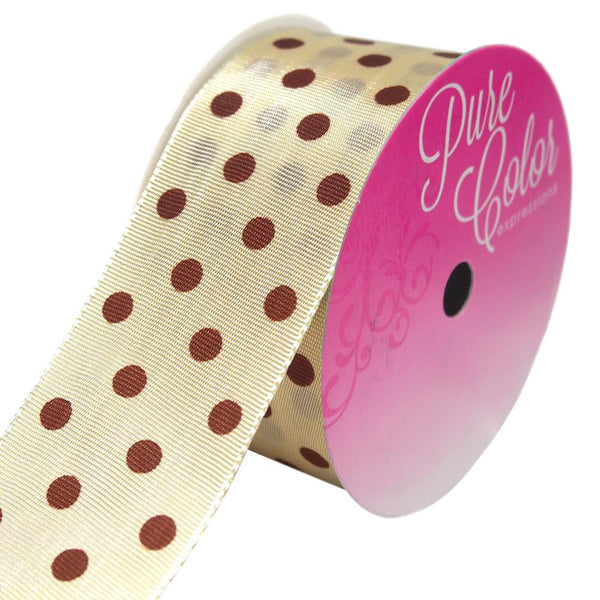 Taffeta Polka Dot Wired Edge Ribbon, Made in Germany, 1-1/2-Inch, 3-Yard