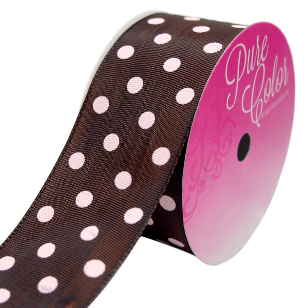 Taffeta Polka Dot Wired Edge Ribbon, Made in Germany, 1-1/2-Inch, 3-Yard