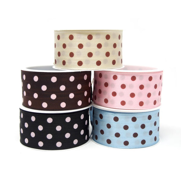 Taffeta Polka Dot Wired Edge Ribbon, Made in Germany, 1-1/2-Inch, 3-Yard