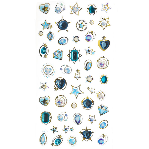 Assorted Jewel Adorment 3D Sticker Sheet, 1/4-Inch, 48-Piece - Turquoise