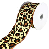 Flocked Cheetah Print Satin Wired Ribbon, 2-1/2-Inch, 10-Yard