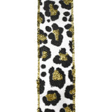 Flocked Cheetah Print Satin Wired Ribbon, 1-1/2-Inch, 10-Yard