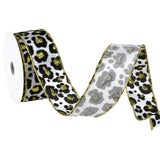 Flocked Cheetah Print Satin Wired Ribbon, 1-1/2-Inch, 10-Yard