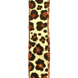 Flocked Cheetah Print Satin Wired Ribbon, 1-1/2-Inch, 10-Yard