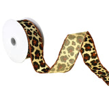 Flocked Cheetah Print Satin Wired Ribbon, 1-1/2-Inch, 10-Yard