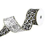 Flocked Cheetah Print Satin Wired Ribbon, 2-1/2-Inch, 10-Yard