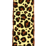 Flocked Cheetah Print Satin Wired Ribbon, 2-1/2-Inch, 10-Yard