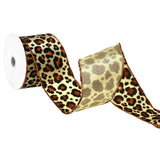 Flocked Cheetah Print Satin Wired Ribbon, 2-1/2-Inch, 10-Yard